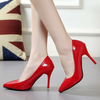 Women Fashion Plus Size Sexy Point-Toe Patent Leather Stiletto Heel Pumps