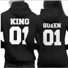 King Queen Print Long-Sleeve Couple Hoodies