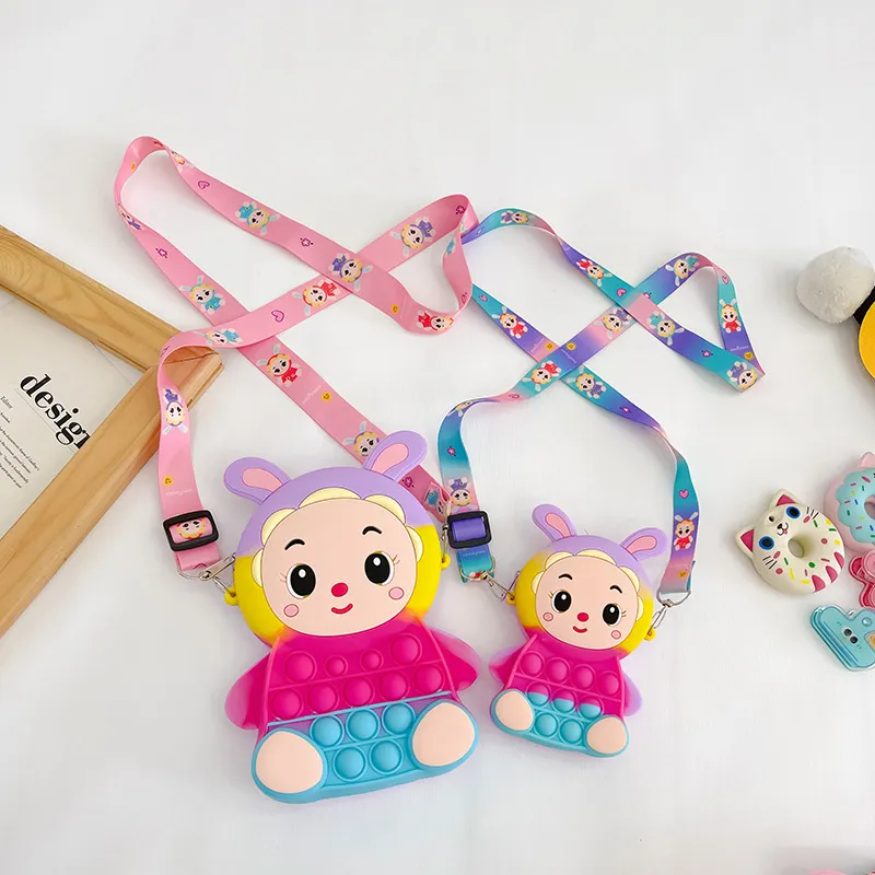 Kids Girls Fashion Sweet Candy Color Cartoon Animal Silicone Mini Crossbody Bag