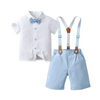 Kids Toddler Boys Summer Fashion Casual British Style Bow Lapel Shirt Suspender Trousers Boys Party Clothing Set