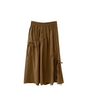 Women Vintage Boho Casual High Waist Irregular Drawstring Mid-Length A-Line Skirt