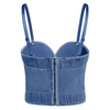 Women Fashion Rhinestone Studs Denim Camisole Corset