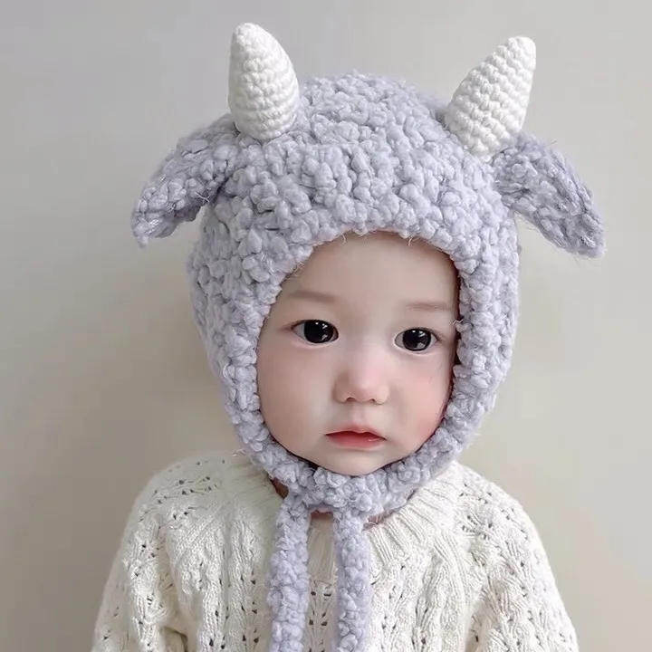 Kids Autumn Winter Casual Cute Cartoon Lamb Woollining Cap