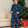 Christmas Cartoon Dinosaur Print Round Neck Long Sleeve Parent-Child Home Pajamas Set