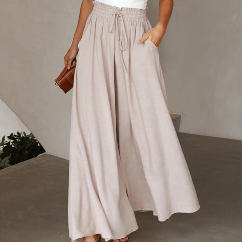 Women'S Loose Casual Solid Color High Waist Wide Leg Vacation Pants