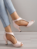 Women Fashion Solid Color Plus Size Peep Toe Back Zipper High Heeled Sandals