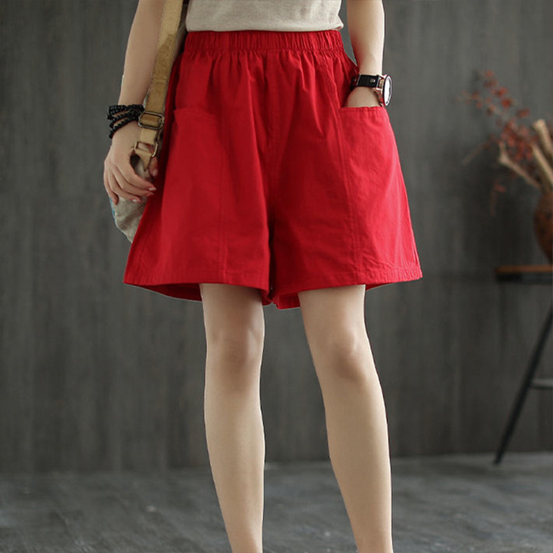 3 Pieces Women'S Fashion Basic Casual Cotton Linen Loose Solid Color Shorts