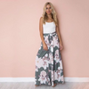 Women Simple Floral Printed High Waist Loose Casual Wide Leg Pants