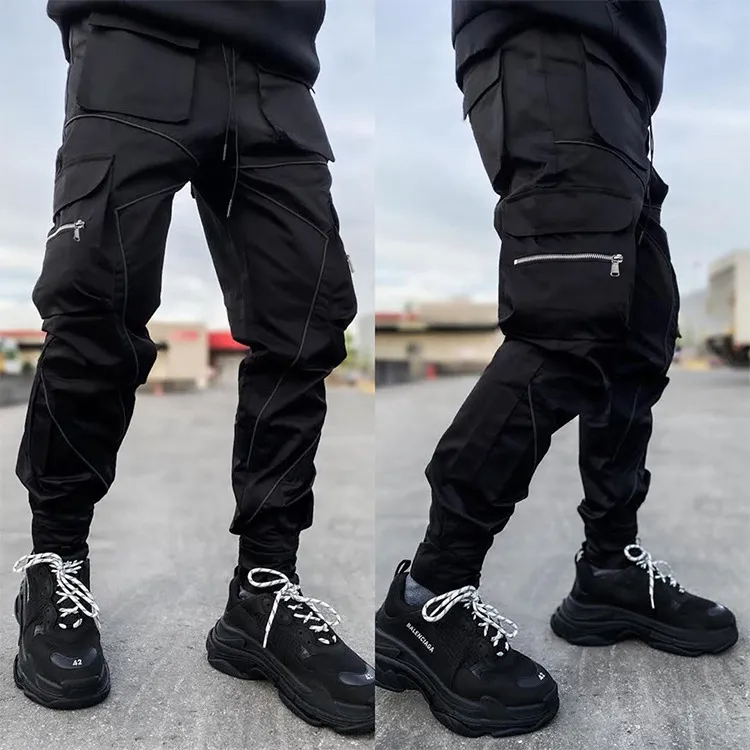 Men Fashion Casual Solid Color Cargo Straight Pants