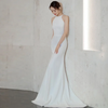 Women Satin Simple Hepburn Style Sleeveless Slim Wedding Party Fishtail Dress