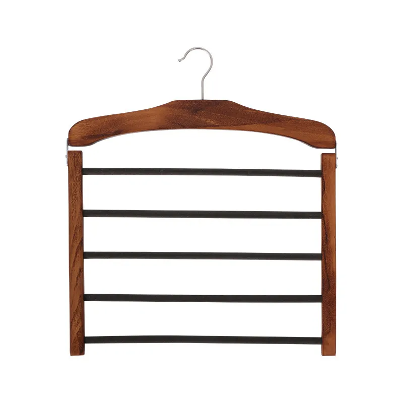 (Buy 1 Get 1) Solid Wood Flocking Pants Rack Household Wardrobe Multi-Functional Seamless Anti-Slip Multi-Layer Pants Hanger