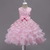 Kids Toddler Big Girls Fashion Party Cute Sweet Floral Solid Color Bow Flounced Pleated Sleeveless Mesh Party Tutu Dress