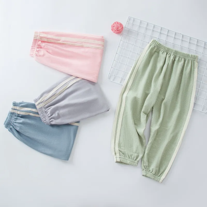 Kids Basic Striped Elastic Loose Casual Pants