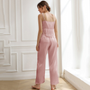 Cozy Women Lingerie Fashion Solid Color Camis Pants Satin Pajamas Sleepwear