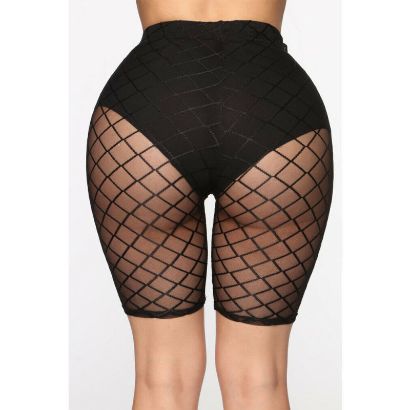 Women Sexy High Waist Fashion Mesh See-Through Shorts