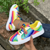 Women Fashion Casual Plus Size Graffiti Lace-Up Sneakers