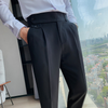 Men Fashion Casual Slim Fit Solid Color Business Suit Pants