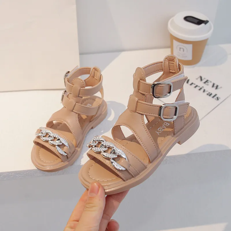 Children Kids Baby Fashion Girls Chain Princess Buckle Strap Sandals Shoes