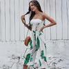 Women Vacation Bandeau Print Fashion Casual Wide Leg Jumpsuit