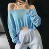 Women Street Fashion Solid Color Sexy Off Shoulder Loose Top