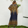 Women Ramadan /Eid Fashion Casual Printing Batwing Sleeve Long Loose Dress