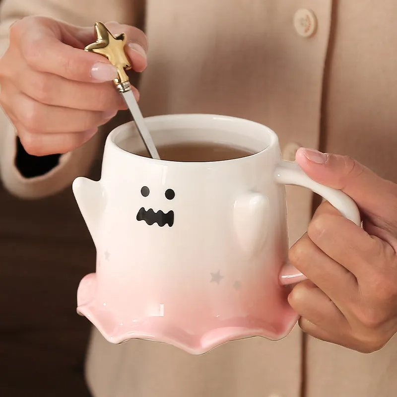 (Buy 1 Get 1) Fashion Household Halloween Ghost Ceramic Water Cup Tableware