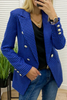 Women Fashion Double-Breasted Houndstooth Blazer Jacket