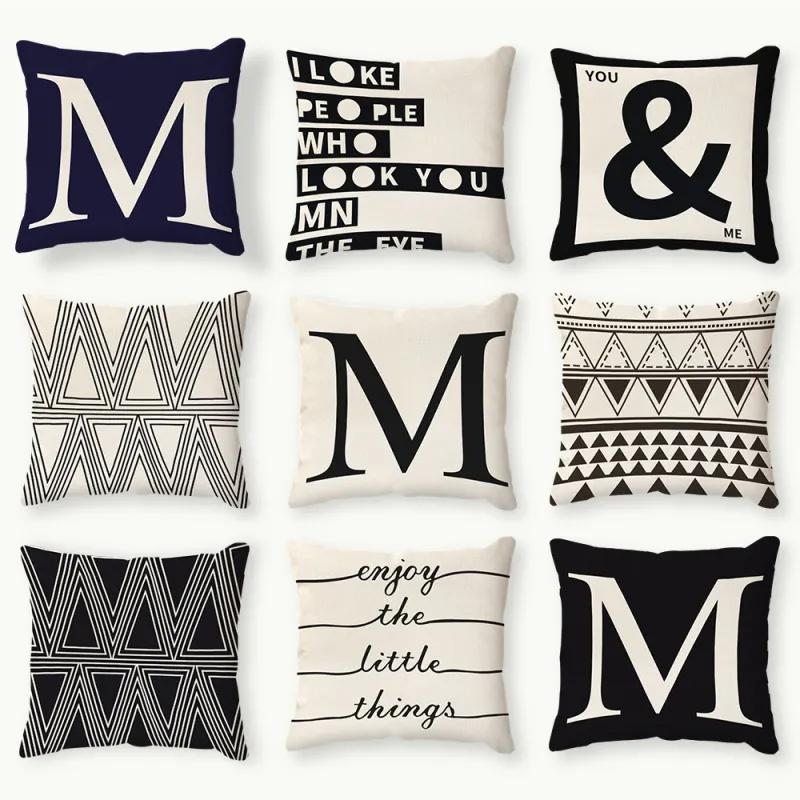 Nordic Simple Style Geometric Pattern Sofa Letter Pillow Cover