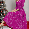 (Buy 1 Get 1) Women Fashion Casual Deep V Snowflake Print Christmas Dress