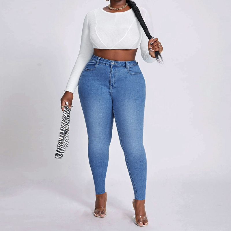 Women Fashion Plus Size High Stretch Denim Pants Skinny Jeans