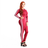 Athleisure Women Long Sleeves Zipper Solid Color Jumpsuit