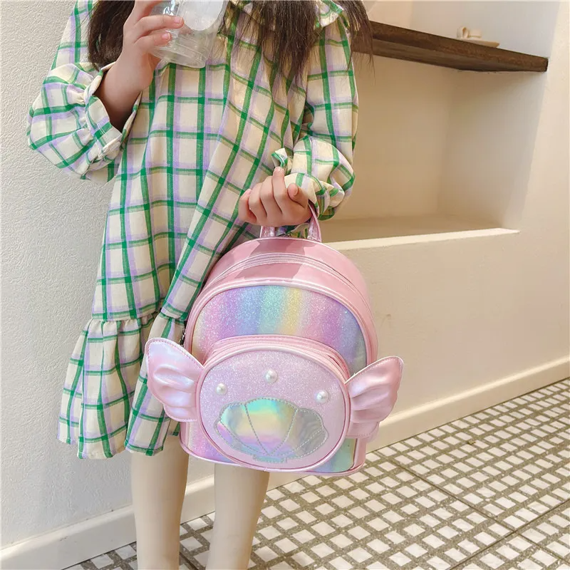 Children Kids Baby Fashion Girls Cartoon Laser Shell Casual Backpack