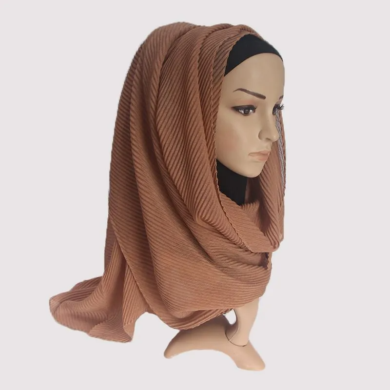 (Buy 1 Get 1) Women Fashion Twill Pleated Hijab Scarf