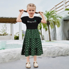 Fashion Family Matching Puff Sleeve Letter Polka Dot Printing Casual Mother-Daughter Dress