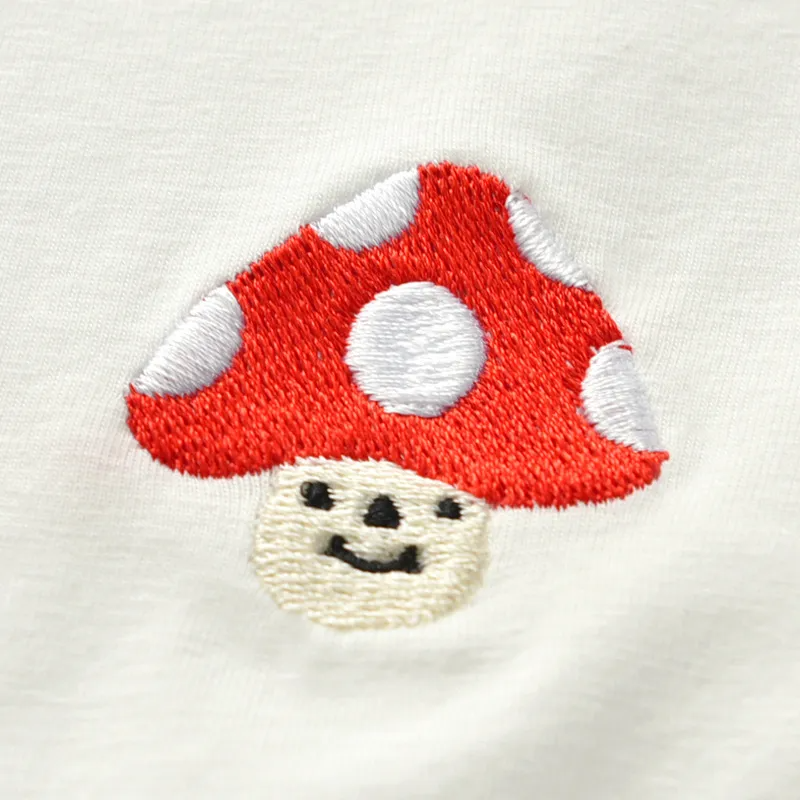 Kids Fashion Girls Mushroom Pattern Embroidered Short Sleeve Top