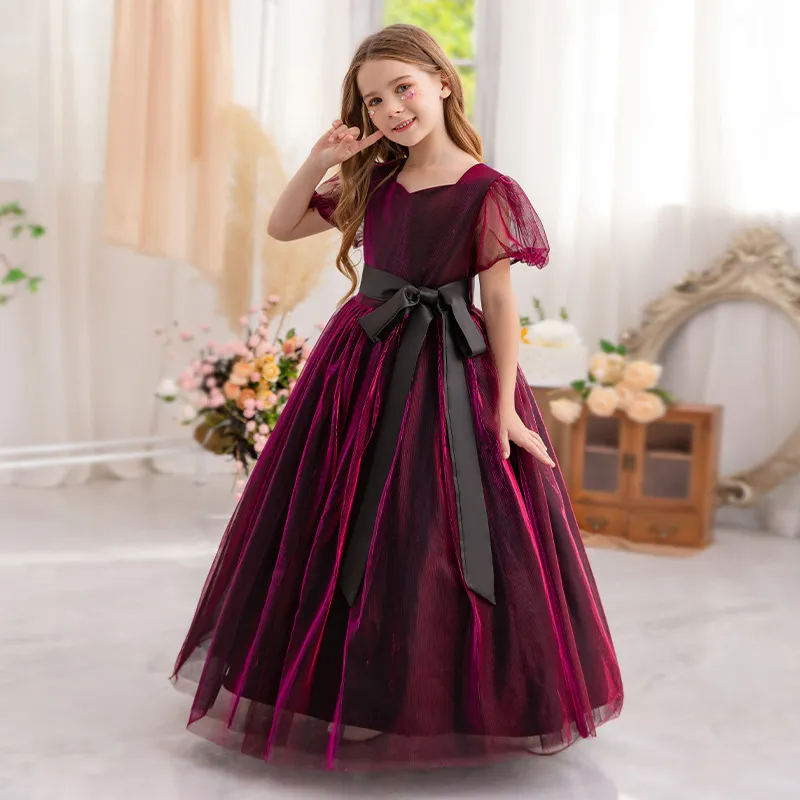 (Buy 1 Get 1) Toddler  Girls Elegant Party Gradient Color Short Sleeve U Neck Mesh Tutu Princess Dress