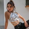 Women Fashion Edgy Sexy Outerwear Halter Neck Slim Fit Crop Top