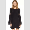 Women Loose Autumn Chiffon Lace Patchwork Long-Sleeved A-Line Maternity Dress