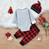 Kids Baby Boys Fashion Casual Christmas Bow Lapel Long Sleeve Romper Plaid Trousers Sets