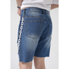 Men'S Casual Straight Black And White Design Denim Shorts