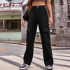 Fashion Women Street Style Multi Pocket Overalls Loose Casual Denim Pants