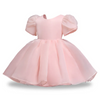 Kids Toddler Girls Summer Fashion Party Cute Sweet Solid Color Pleated Puff Sleeve Mesh Party Tutu Dress