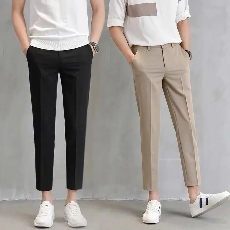 Men'S Fashion Solid Color Slim Trousers