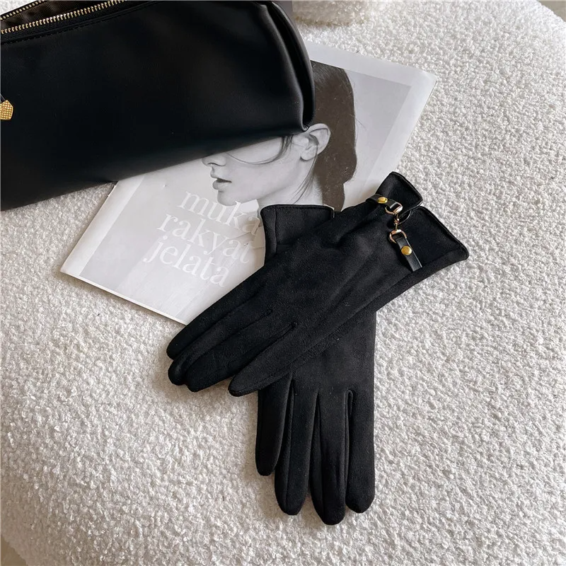 (Buy 1 Get 1) Women Fashion Suede Warm Fingerless Touch Screen Gloves