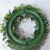 Round Green Leaf White Simulation Flower Decoration Wreath