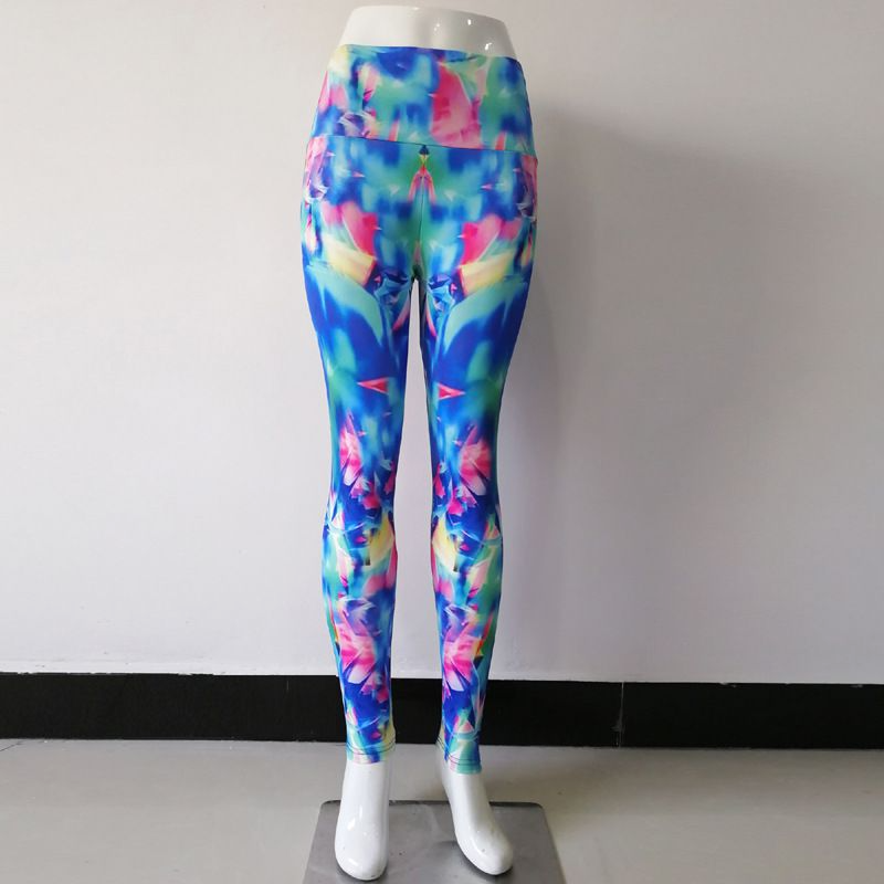 Abstract Type Print Defined Waist Sports Cropped Pants