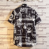 Men Vintage Short Sleeve Lapel Single-Breasted Letter Printed Shirt