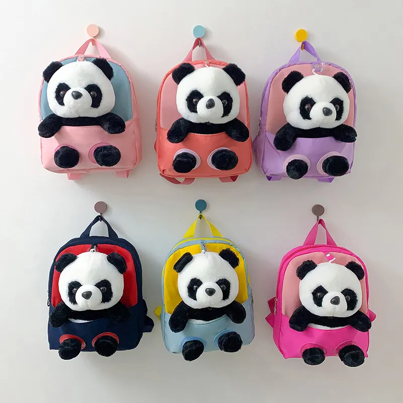 Children Kids Baby Fashion Boys Girls Cartoon Panda Doll Plushtoy Backpack School Bag