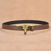 Men Fashion Casual Personality Ngau Tau PU Rivet Metal Buckle Embossed Belt