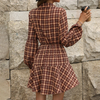 Women Fashion Loose Long Sleeve Plaid Dress